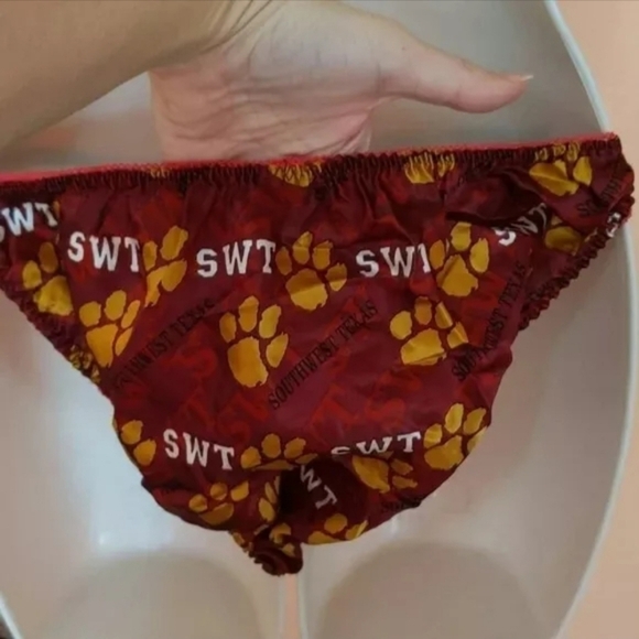 Vintage Merge Silk Southweast Texas University Satin String Bikini Panties L NWT - Picture 5 of 7